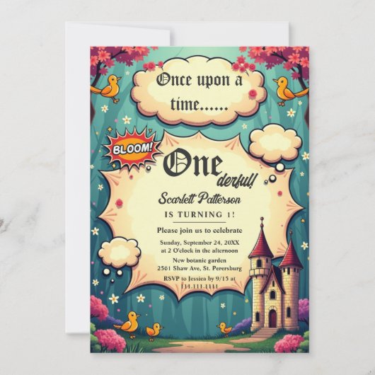 Sprookjesachtige 1e Verjaardag 'Eens Upon A Time W Kaart (Voorkant)