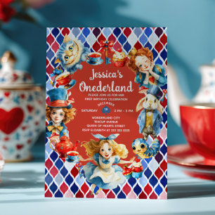 Sprookjesachtige Alice in ONEDERLAND 1e Verjaardag Kaart