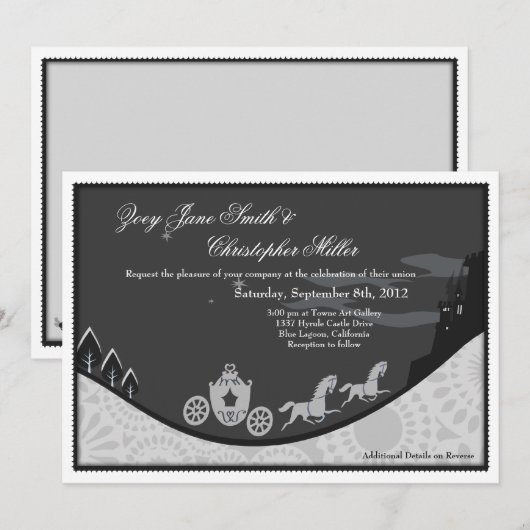 Sprookjesachtige Assepoester Thema bruiloft Uitnod Kaart (Voorkant / Achterkant)