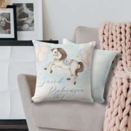 Sprookjesachtige baby boy Pony Blauwe ballonnen st Kussen