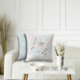 Sprookjesachtige baby boy Pony Blauwe ballonnen st Kussen