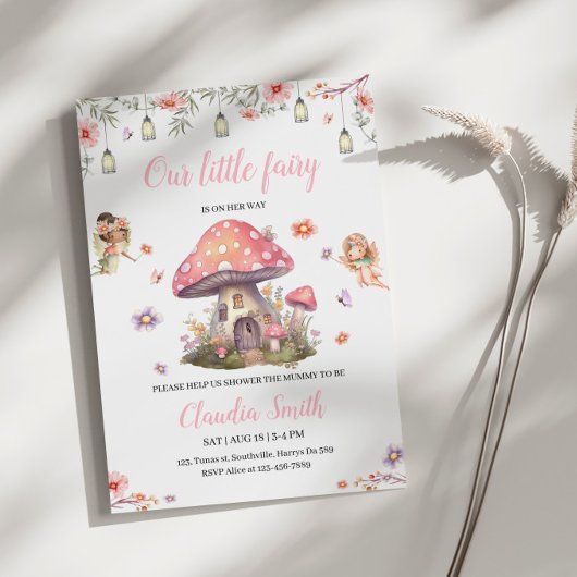 Sprookjesachtige Baby Shower Roze Lavendel Bloem Kaart