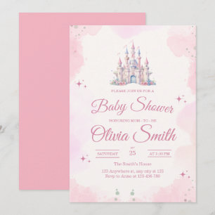 Sprookjesachtige baby shower voor meisje, prinses kaart