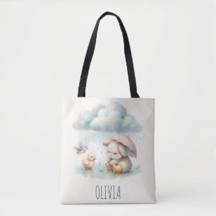 Sprookjesachtige Babydieren in Zachte Regen Tote Bag