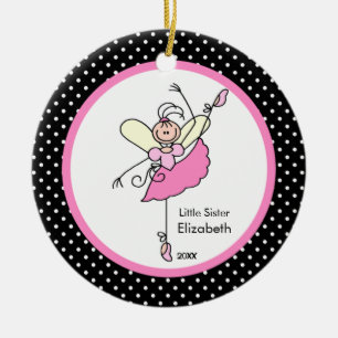 Sprookjesachtige Ballerina Kleine Zus Kerst Orname Keramisch Ornament
