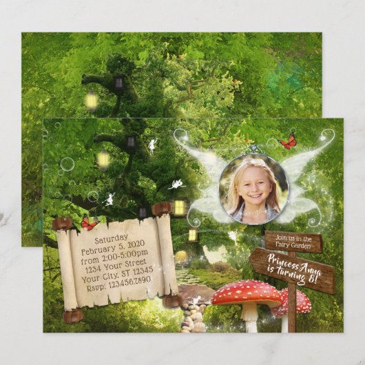 Sprookjesachtige Betoverde Bos Party Uitnodiging (Voorkant / Achterkant)