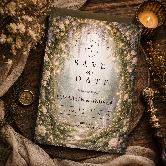Sprookjesachtige Betoverde Bosbruiloft Save The Date