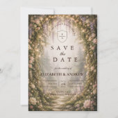Sprookjesachtige Betoverde Bosbruiloft Save The Date (Voorkant)