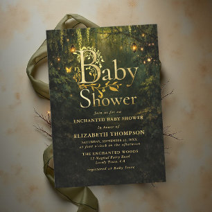 Sprookjesachtige betoverde boslantaarns babyborrel kaart