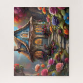 Sprookjesachtige Blauwe Cottage Bloementuin Legpuzzel (Verticaal)