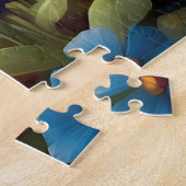 Sprookjesachtige Blauwe Cottage Bloementuin Legpuzzel (Zijkant)