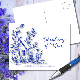 Sprookjesachtige Blauwe Cottage Botanische Denk Aa Briefkaart