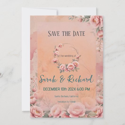 Sprookjesachtige bloemige 'Save the Date' Save The Date (Voorkant)