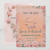 Sprookjesachtige bloemige 'Save the Date' Save The Date (Voorkant / Achterkant)