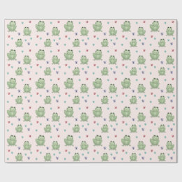 Sprookjesachtige Blush Waterverf Kikker Baby Showe Cadeaupapier