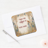 Sprookjesachtige Boekplaat voor uw kind Vierkante Sticker (Envelop)