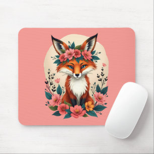 Sprookjesachtige Boho Vos met Bloemenkroon Woudkun Muismat