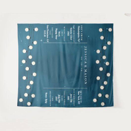 Sprookjesachtige Bokeh Slingerlichten Sluiers Brui Wandkleed (Voorkant (horizontaal))