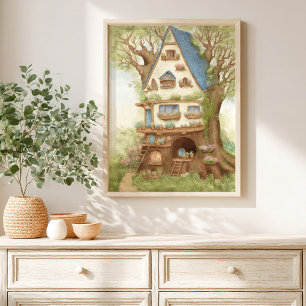 Sprookjesachtige boomhut storybook kinderposter poster