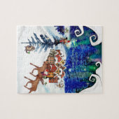 Sprookjesachtige Boreale Lichten & Winterdorp Legpuzzel (Horizontaal)