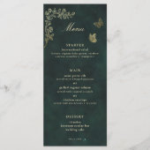 Sprookjesachtige bos bruiloft smaragdgroen magisch menu (Voorkant)