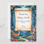 Sprookjesachtige bos kasteel sprookje kinderverjaa bedankkaart (Voorkant)