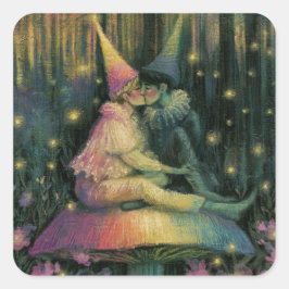Sprookjesachtige Bos Paddenstoel Sprookje Romantis Vierkante Sticker