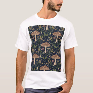 Sprookjesachtige bos-paddenstoelen Naadloos botani T-shirt