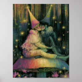 Sprookjesachtige bos paddestoel fee romance kunst poster