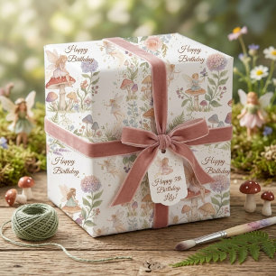 Sprookjesachtige Bosfee Waterverf 5e Verjaardag Cadeaupapier