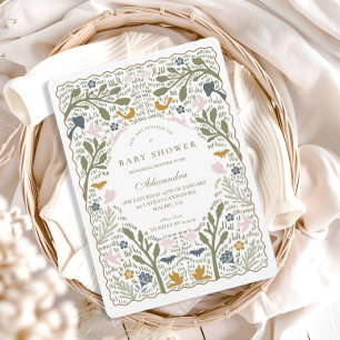 Sprookjesachtige botanische babyshower kaart