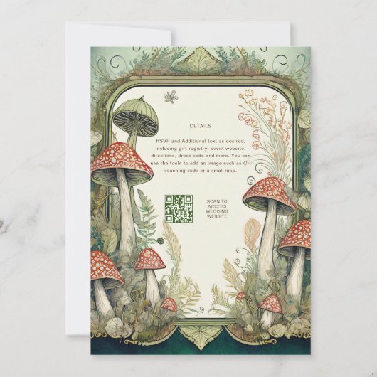 Sprookjesachtige bruiloft Fairycore Paddenstoelen  Kaart (Achterkant)