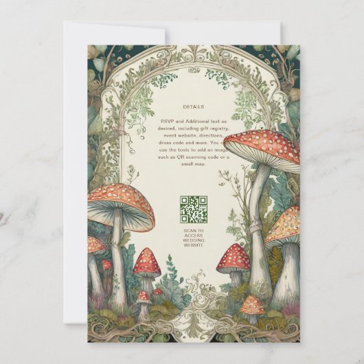 Sprookjesachtige bruiloft Fairycore Paddenstoelen  Kaart (Achterkant)