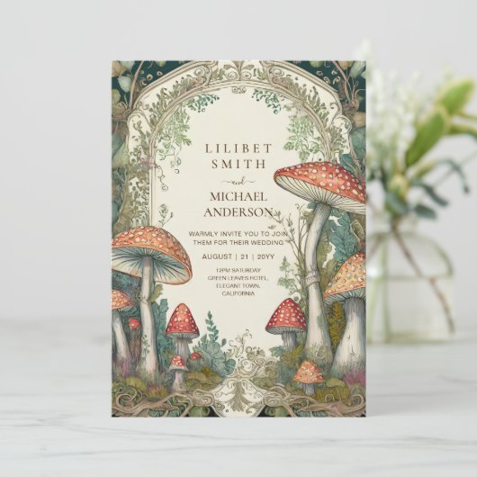 Sprookjesachtige bruiloft Fairycore Paddenstoelen  Kaart (Staand voorkant)