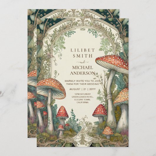 Sprookjesachtige bruiloft Fairycore Paddenstoelen  Kaart (Voorkant / Achterkant)