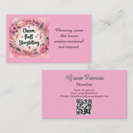Sprookjesachtige charme Roze schrijver romanschrij Visitekaartje