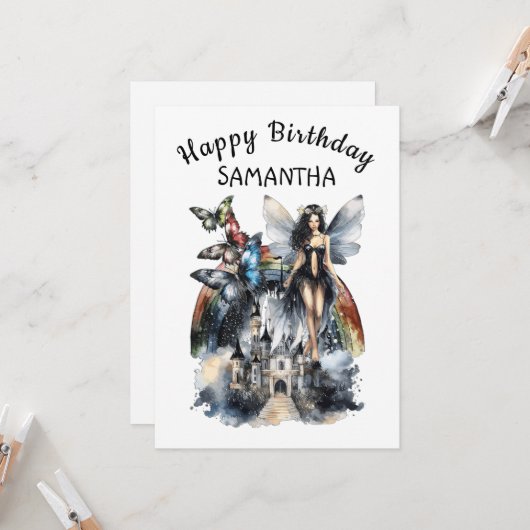 Sprookjesachtige collage Verjaardag Kaart (Voorkant / Achterkant in situ)