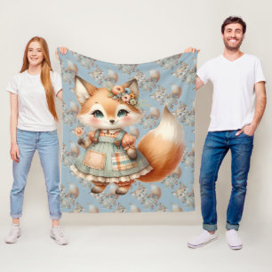 Sprookjesachtige Cottagecore Bloemige Pastel Vos Fleece Deken