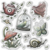 Sprookjesachtige Cottagecore Tuinstickers - Handge Sticker (Voorkant)