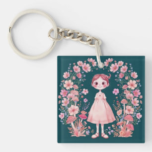 Sprookjesachtige Cute Fantasy Bloemige Meisjeskuns Sleutelhanger