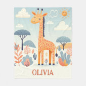 Sprookjesachtige Cute Giraffe in Savanne Fleece Deken (Voorkant)