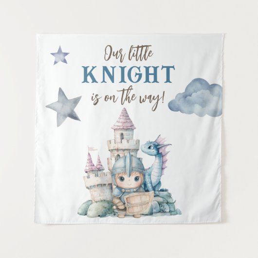 Sprookjesachtige Dragon Blue Knight Baby shower Ac Wandkleed (Voorkant (horizontaal))