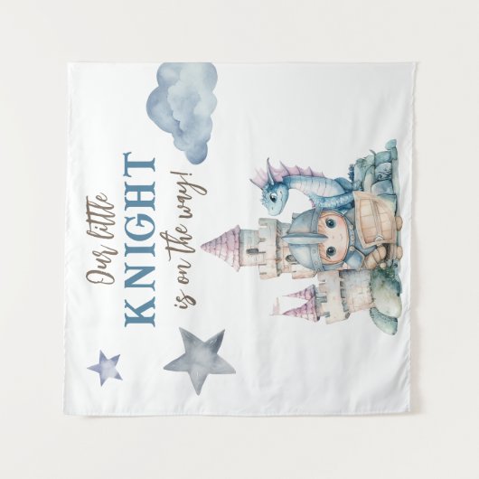 Sprookjesachtige Dragon Blue Knight Baby shower Ac Wandkleed (Voorkant)