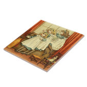 Sprookjesachtige Drie Meisjes Raam Kate Greenaway Tegeltje (Zijkant)