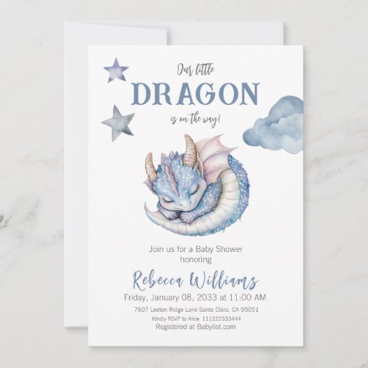 Sprookjesachtige Dromerige Blue Boy Dragon Baby sh Kaart (Voorkant)
