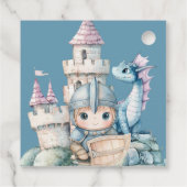 Sprookjesachtige Dromerige Draak Blauw Ridder Baby Bedankjes Labels (Achterkant)