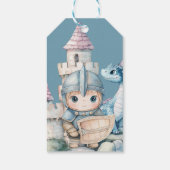 Sprookjesachtige Dromerige Draak Blauw Ridder Baby Cadeaulabel (Achterkant)