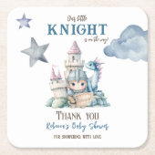 Sprookjesachtige Dromerige Draak Blauw Ridder Baby Kartonnen Onderzetters (Voorkant)