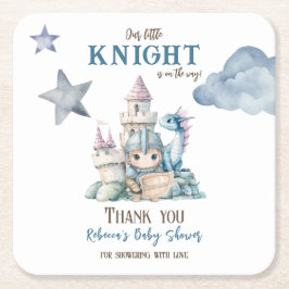 Sprookjesachtige Dromerige Draak Blauw Ridder Baby Kartonnen Onderzetters