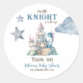 Sprookjesachtige Dromerige Draak Blauw Ridder Baby Ronde Sticker (Voorkant)